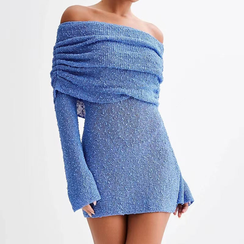 Schulterfreies Strickkleid